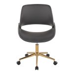 Fabrico Contemporary Grey Faux Leather and Gold Office Chair