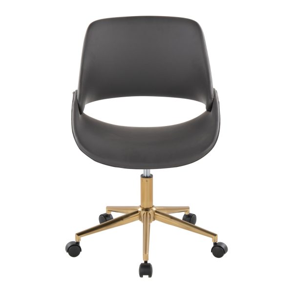 Fabrico Contemporary Grey Faux Leather and Gold Office Chair 5