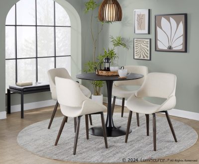 Fabrico Cream Fabric Dark Walnut Farmhouse Dining Chairs (Set of 2)