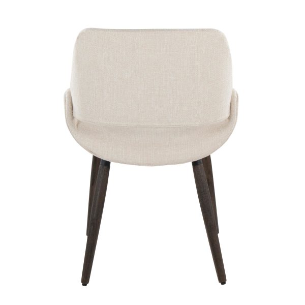 Fabrico Cream Fabric Dark Walnut Farmhouse Dining Chairs Set of 2 5