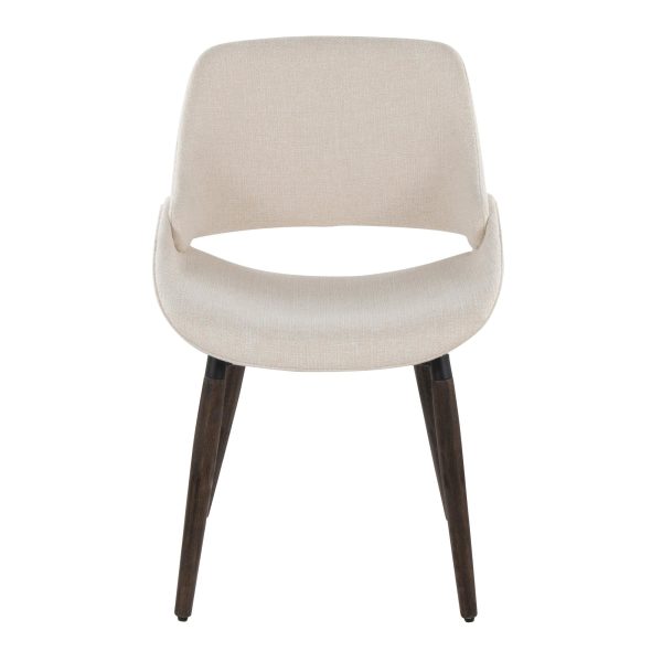 Fabrico Cream Fabric Dark Walnut Farmhouse Dining Chairs Set of 2 6
