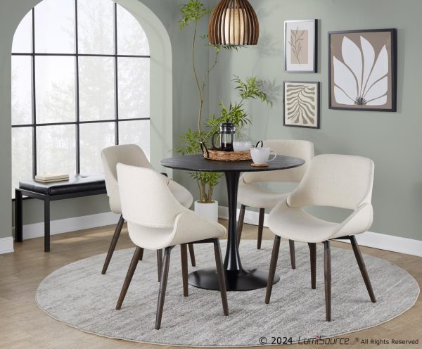 Fabrico Cream Fabric Dark Walnut Farmhouse Dining Chairs Set of 2