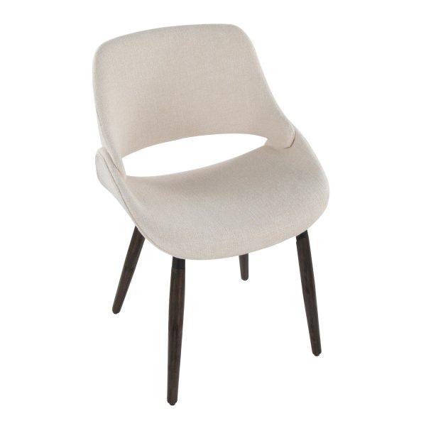 Fabrico Cream Fabric Dark Walnut Farmhouse Dining Chairs Set of 2 7