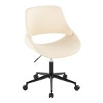 Fabrico Cream Faux Leather Black Metal Contemporary Office Chair