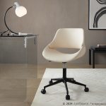 Fabrico Cream Faux Leather Black Metal Contemporary Office Chair