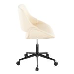 Fabrico Cream Faux Leather Black Metal Contemporary Office Chair