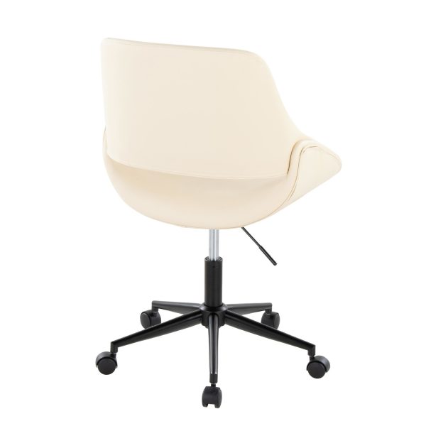 Fabrico Cream Faux Leather Black Metal Contemporary Office Chair 3