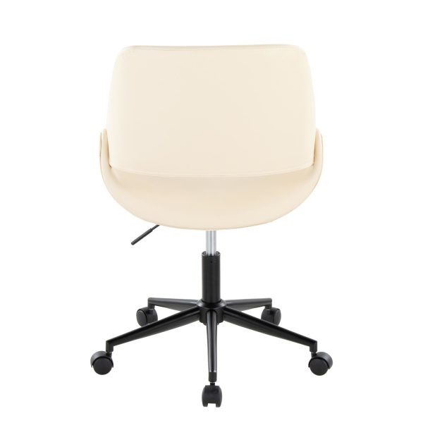 Fabrico Cream Faux Leather Black Metal Contemporary Office Chair 4