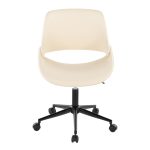 Fabrico Cream Faux Leather Black Metal Contemporary Office Chair