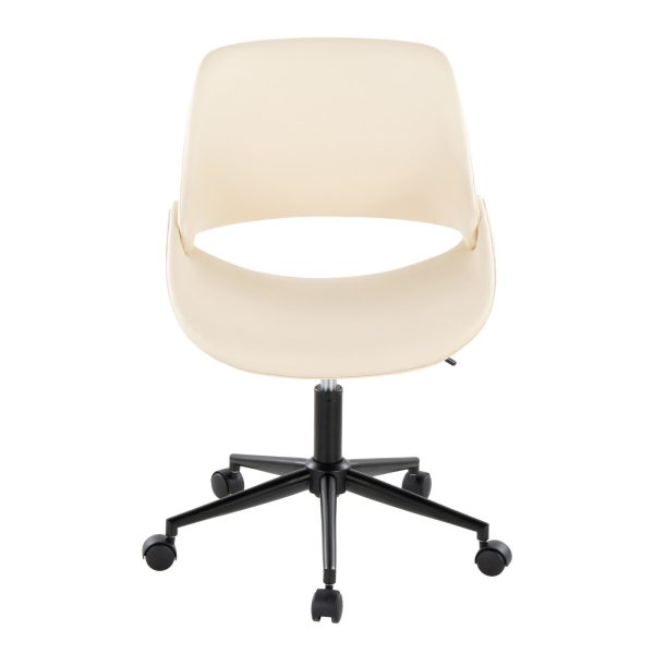 Fabrico Cream Faux Leather Black Metal Contemporary Office Chair 5