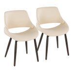 Fabrico Cream Faux Leather Dark Walnut Farmhouse Chairs (Set of 2)