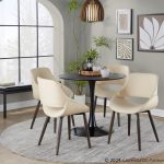Fabrico Cream Faux Leather Dark Walnut Farmhouse Chairs (Set of 2)