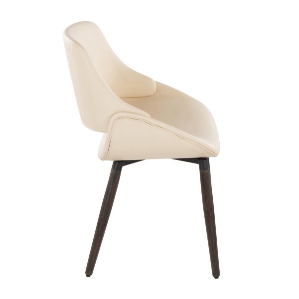 Fabrico Cream Faux Leather Dark Walnut Farmhouse Chairs Set of 2 3