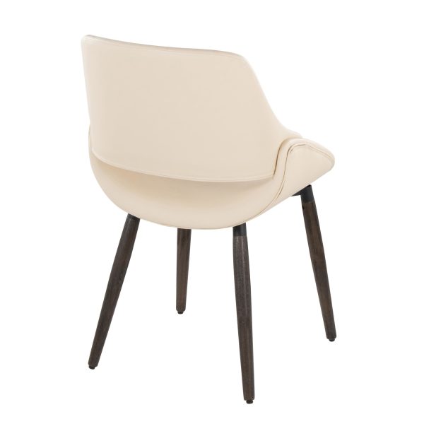 Fabrico Cream Faux Leather Dark Walnut Farmhouse Chairs Set of 2 4