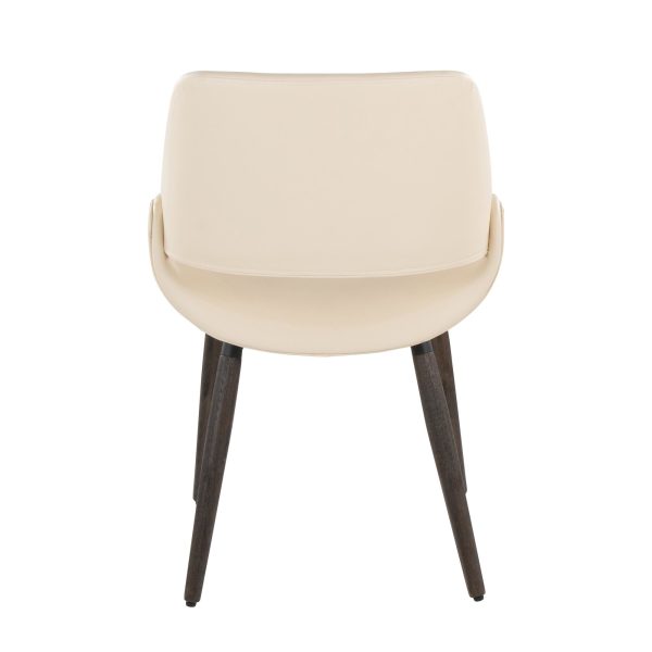Fabrico Cream Faux Leather Dark Walnut Farmhouse Chairs Set of 2 5