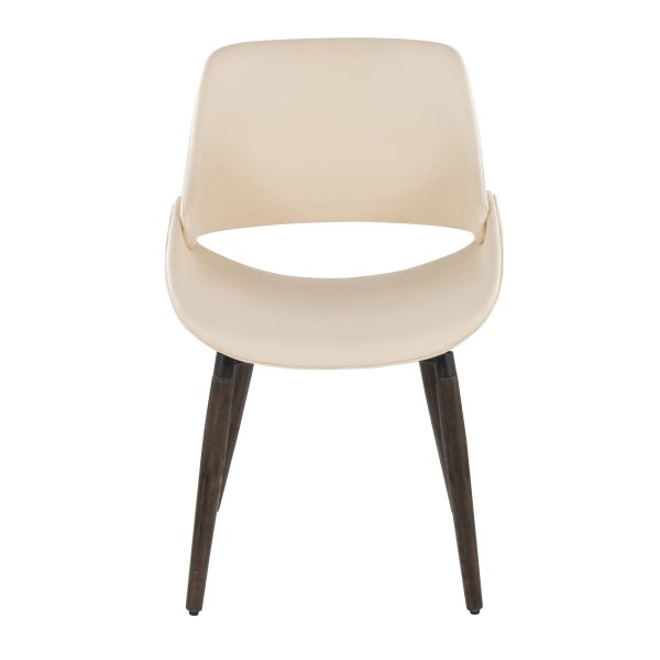 Fabrico Cream Faux Leather Dark Walnut Farmhouse Chairs Set of 2 6