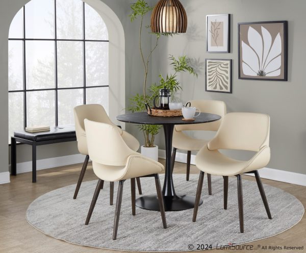 Fabrico Cream Faux Leather Dark Walnut Farmhouse Chairs Set of 2