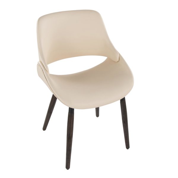 Fabrico Cream Faux Leather Dark Walnut Farmhouse Chairs Set of 2 7