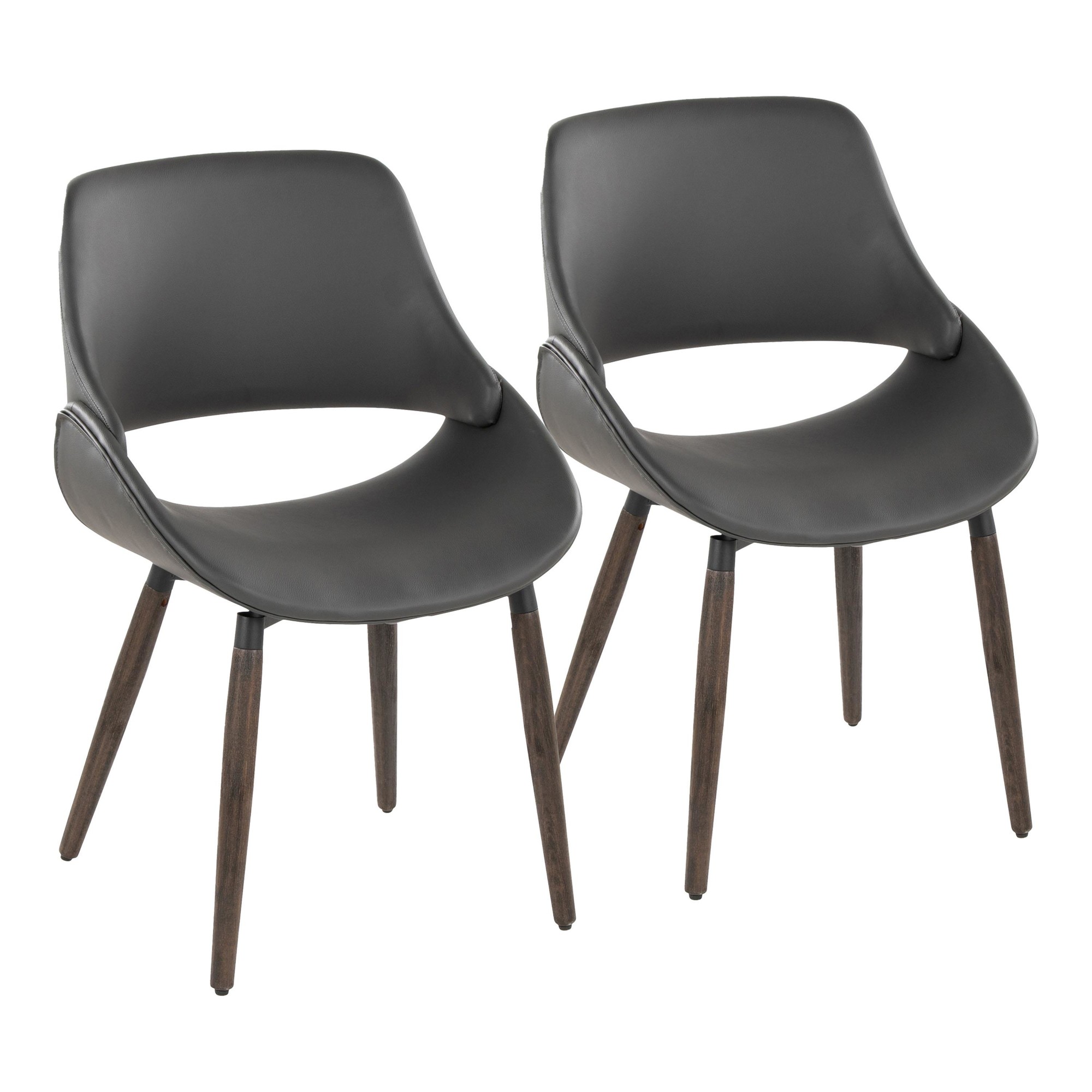 Fabrico Farmhouse Grey Faux Leather Accent Chairs Dark Walnut (Set of 2) 2 Fabrico Farmhouse Grey Faux Leather Accent Chairs Dark Walnut (Set of 2) - Image 2
