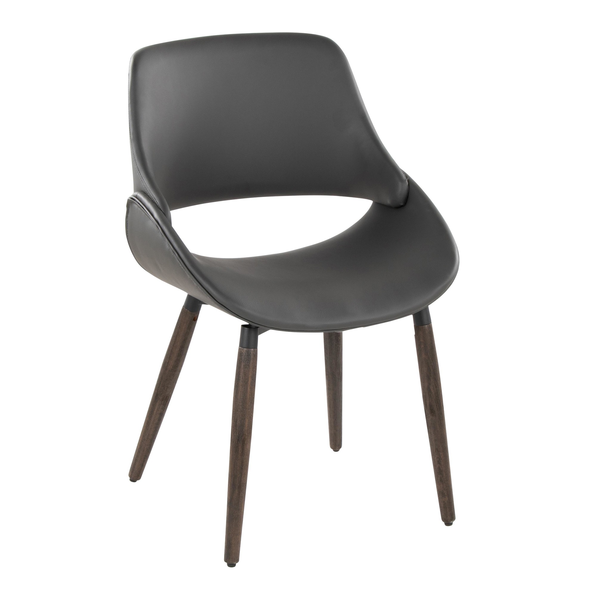Fabrico Farmhouse Grey Faux Leather Accent Chairs Dark Walnut (Set of 2) 3 Fabrico Farmhouse Grey Faux Leather Accent Chairs Dark Walnut (Set of 2) - Image 3
