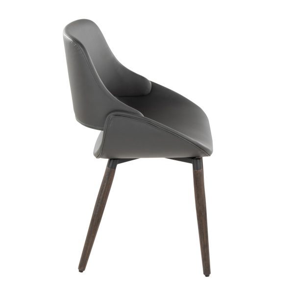 Fabrico Farmhouse Grey Faux Leather Accent Chairs Dark Walnut Set of 2 3