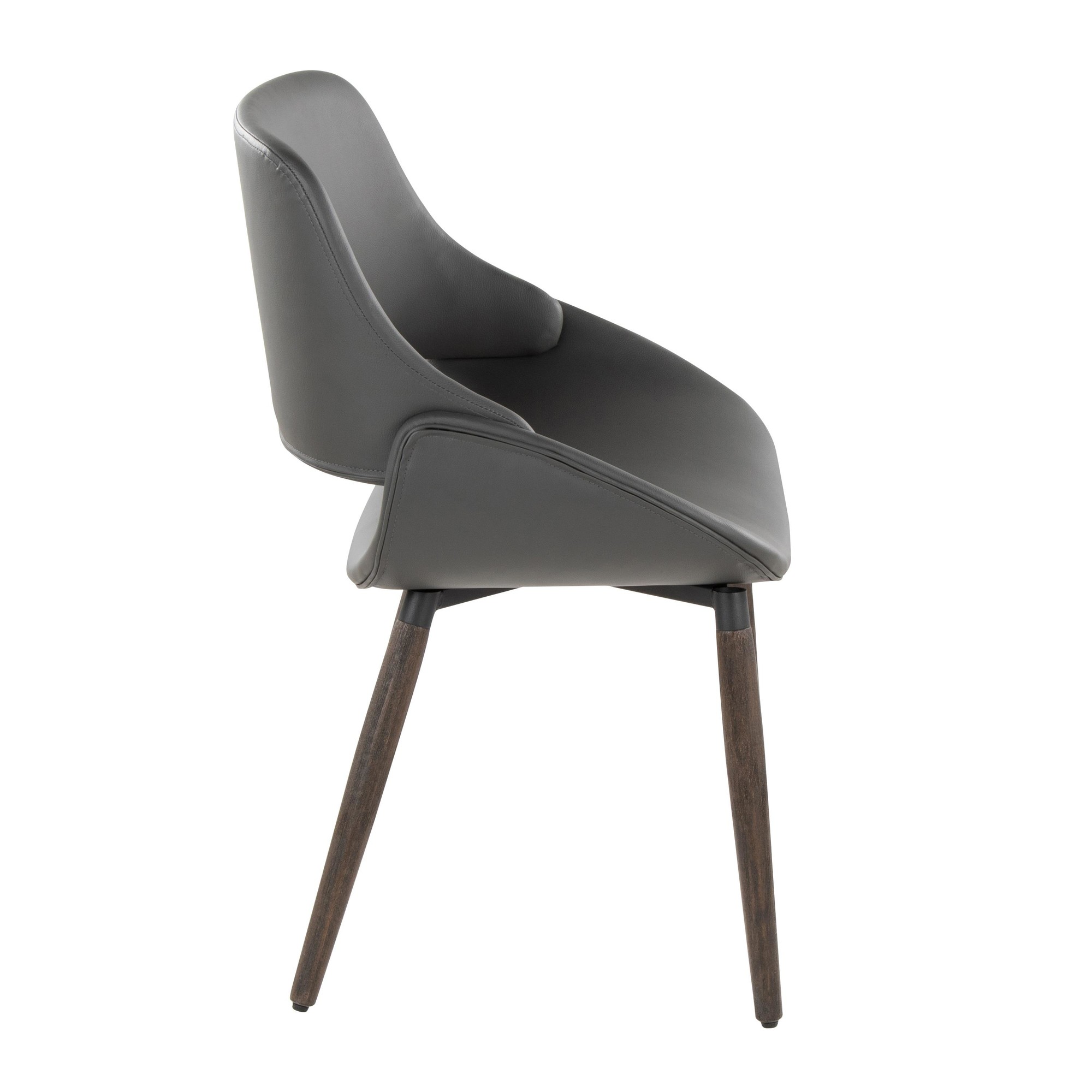 Fabrico Farmhouse Grey Faux Leather Accent Chairs Dark Walnut (Set of 2) 4 Fabrico Farmhouse Grey Faux Leather Accent Chairs Dark Walnut (Set of 2) - Image 4