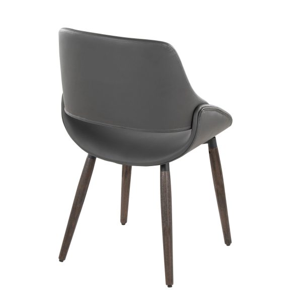 Fabrico Farmhouse Grey Faux Leather Accent Chairs Dark Walnut Set of 2 4