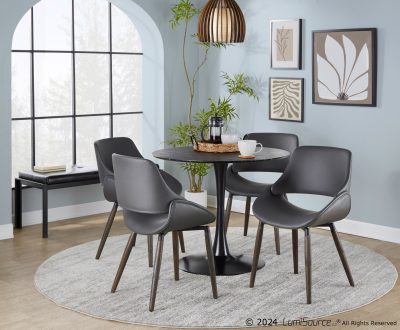 Fabrico Farmhouse Grey Faux Leather Accent Chairs Dark Walnut (Set of 2)