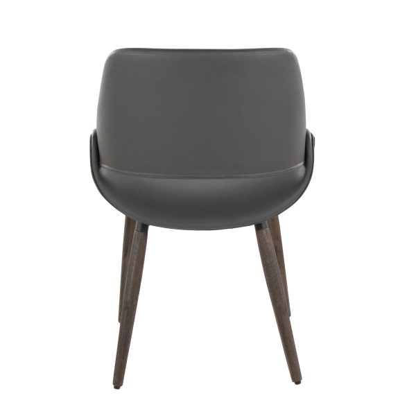 Fabrico Farmhouse Grey Faux Leather Accent Chairs Dark Walnut Set of 2 5