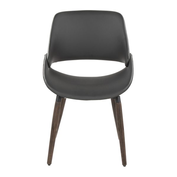 Fabrico Farmhouse Grey Faux Leather Accent Chairs Dark Walnut Set of 2 6