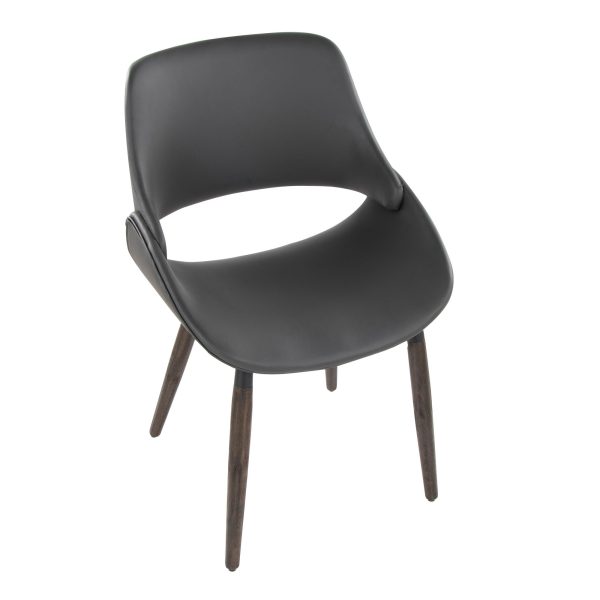 Fabrico Farmhouse Grey Faux Leather Accent Chairs Dark Walnut Set of 2 7