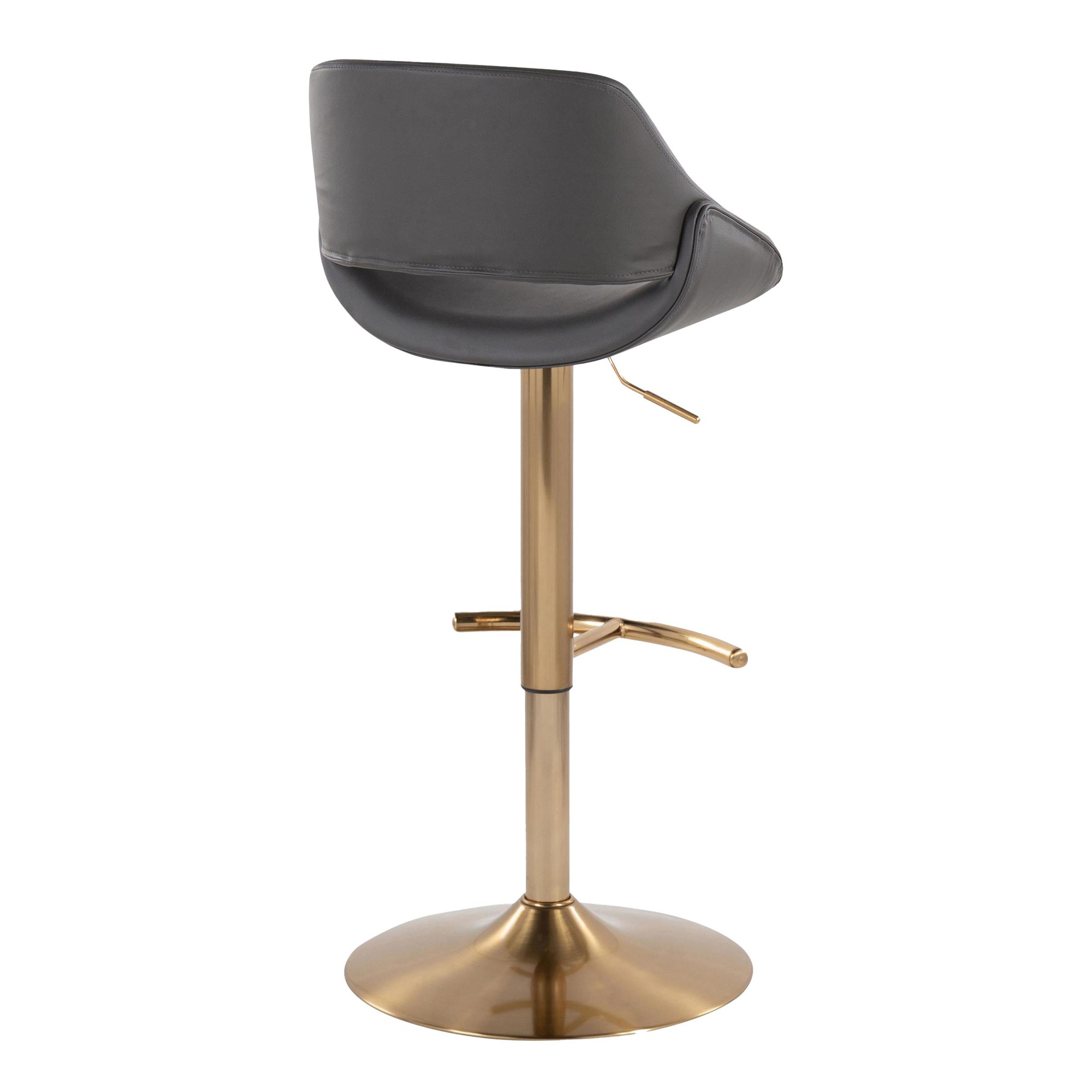 Fabrico Gold and Grey Contemporary Adjustable Swivel Barstools (Set of 2) 6 Fabrico Gold and Grey Contemporary Adjustable Swivel Barstools (Set of 2) - Image 6