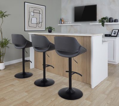 Fabrico Grey Faux Leather Contemporary Adjustable Barstools (Set of 2)
