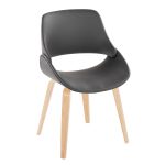 Fabrico Grey Faux Leather Natural Wood Mid-Century Chair (Set of 2)