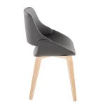 Fabrico Grey Faux Leather Natural Wood Mid-Century Chair (Set of 2)