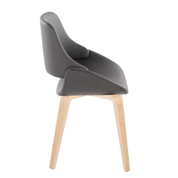 Fabrico Grey Faux Leather Natural Wood Mid Century Chair Set of 2 2