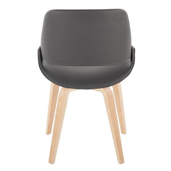 Fabrico Grey Faux Leather Natural Wood Mid Century Chair Set of 2 4