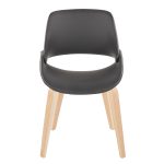 Fabrico Grey Faux Leather Natural Wood Mid-Century Chair (Set of 2)