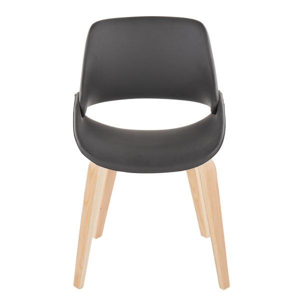 Fabrico Grey Faux Leather Natural Wood Mid Century Chair Set of 2 5
