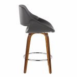 Fabrico Grey Faux Leather Walnut Mid-Century Counter Stools (Set of 2)