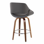 Fabrico Grey Faux Leather Walnut Mid-Century Counter Stools (Set of 2)