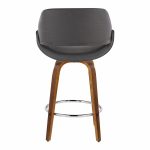 Fabrico Grey Faux Leather Walnut Mid-Century Counter Stools (Set of 2)