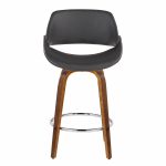 Fabrico Grey Faux Leather Walnut Mid-Century Counter Stools (Set of 2)