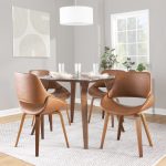 Fabrico Mid-Century Camel Faux Leather Walnut Accent Chairs (Set of 2)