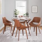 Fabrico Mid-Century Camel Faux Leather Walnut Accent Chairs (Set of 2)