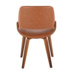 Fabrico Mid-Century Camel Faux Leather Walnut Accent Chairs (Set of 2)