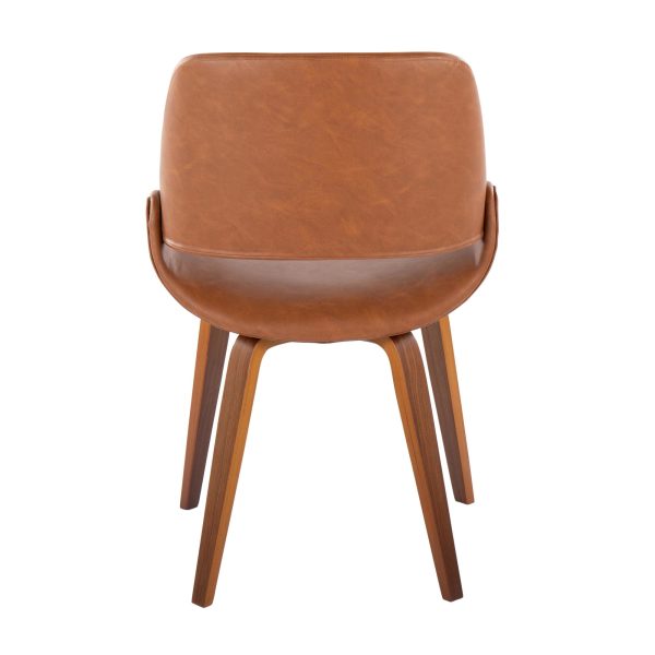 Fabrico Mid Century Camel Faux Leather Walnut Accent Chairs Set of 2 7