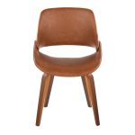 Fabrico Mid-Century Camel Faux Leather Walnut Accent Chairs (Set of 2)