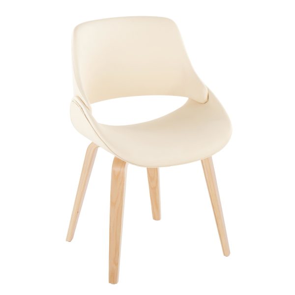Fabrico Mid Century Cream Faux Leather Accent Chairs Set of 2 2