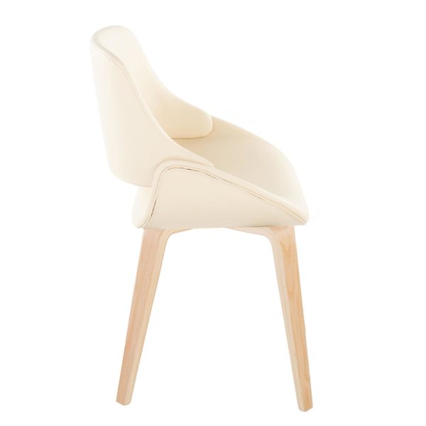 Fabrico Mid Century Cream Faux Leather Accent Chairs Set of 2 3